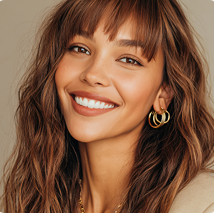 Smiling woman with brown hair